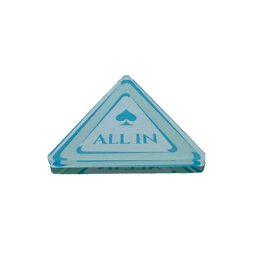 Bouton all in bleu triangle vue à plat