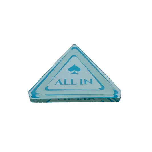 Bouton all in bleu triangle vue à plat