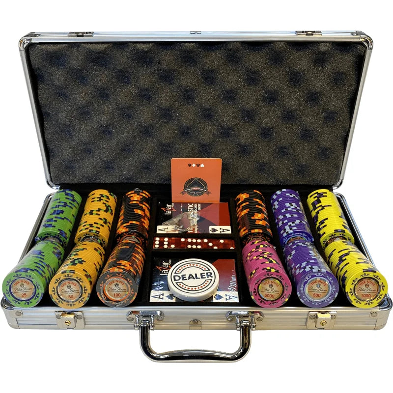mallette de poker 300 jetons cash gamme ouverte avec carte jetons et dealer