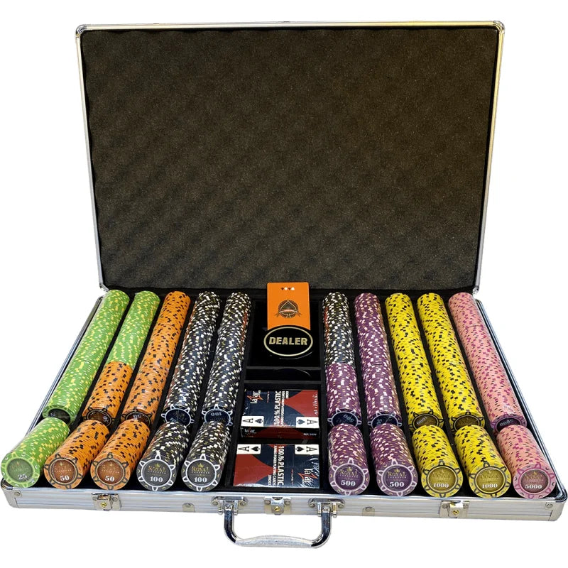 Mallette de poker aluminium 1000 jetons royal card room