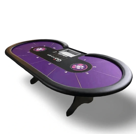 table de poker 10 joueurs accoudoir cuir tapis violet