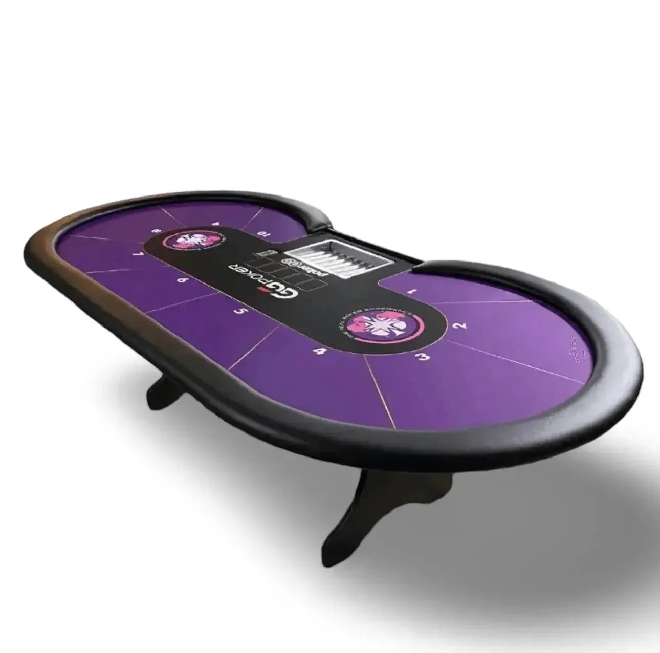 table de poker 10 joueurs accoudoir cuir tapis violet