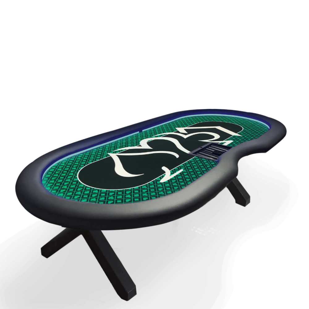 Table de poker tapis vert Led bleu