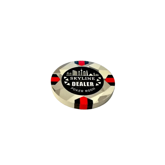 Dealer Button Ceramic Skyline rouge noir blanc
