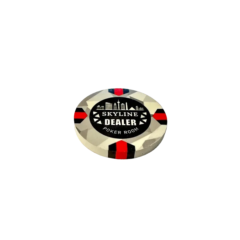 Dealer Button Ceramic Skyline rouge noir blanc