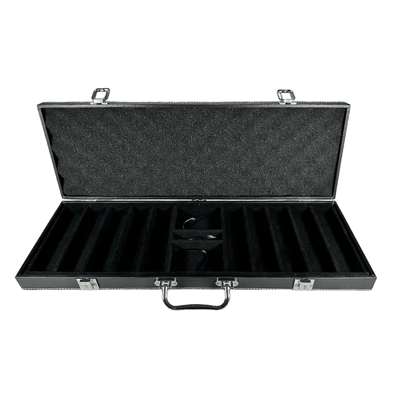 Poker Case Black Leather 500