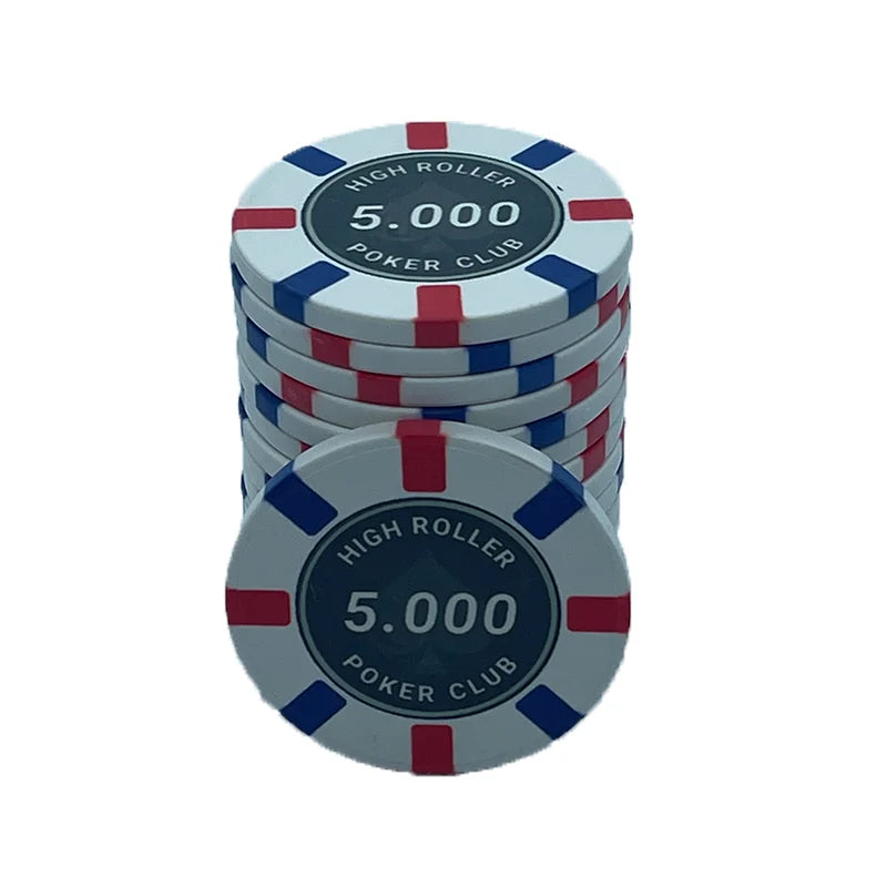 Jeton High Roller 5000 blanc noir