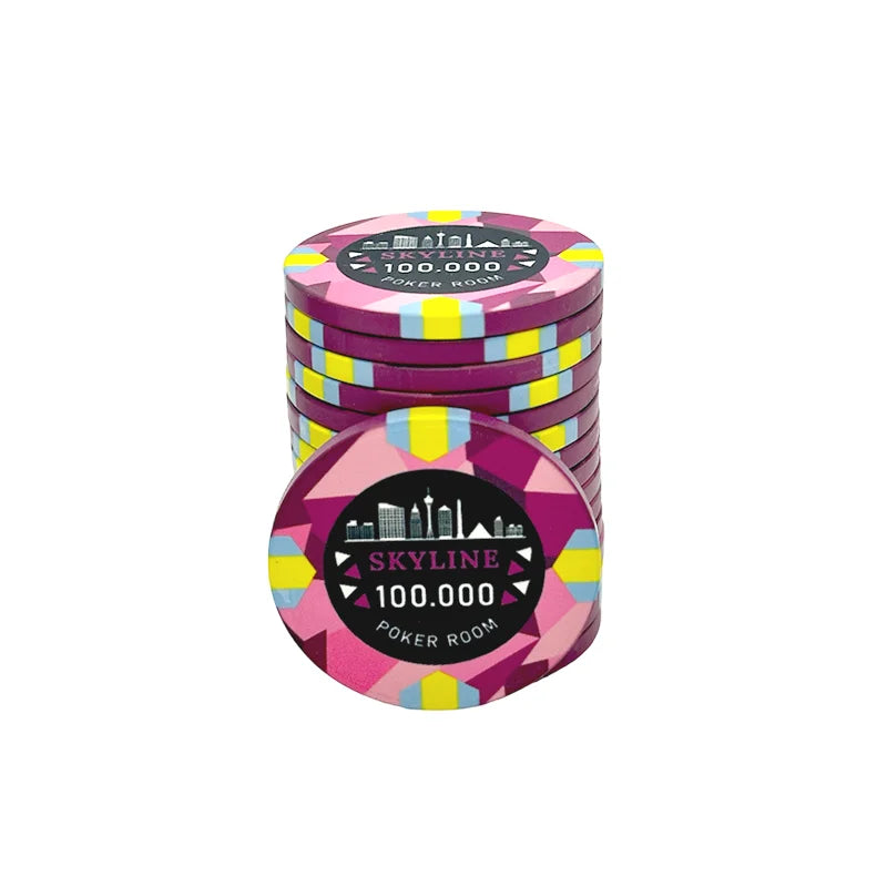 jeton poker céramique Skyline 100k rose