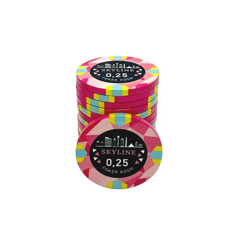 jeton poker céramique Skyline 0,25 rose