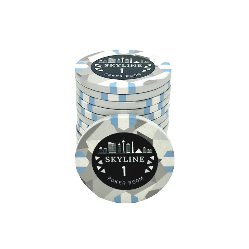 jeton poker céramique Skyline 1 Blanc gris
