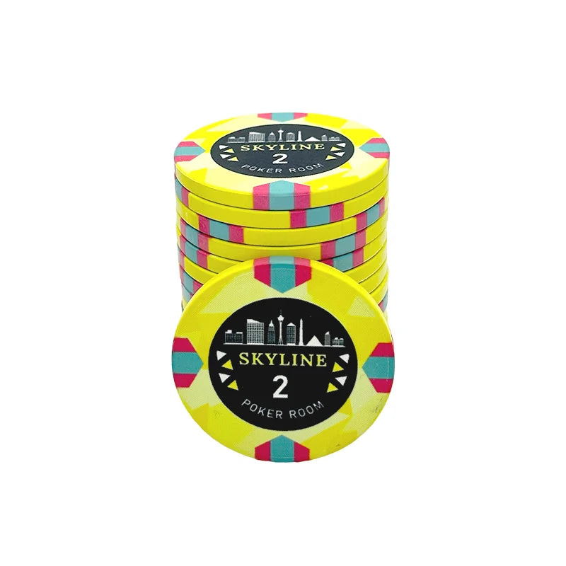 jeton poker céramique Skyline 2 jaune