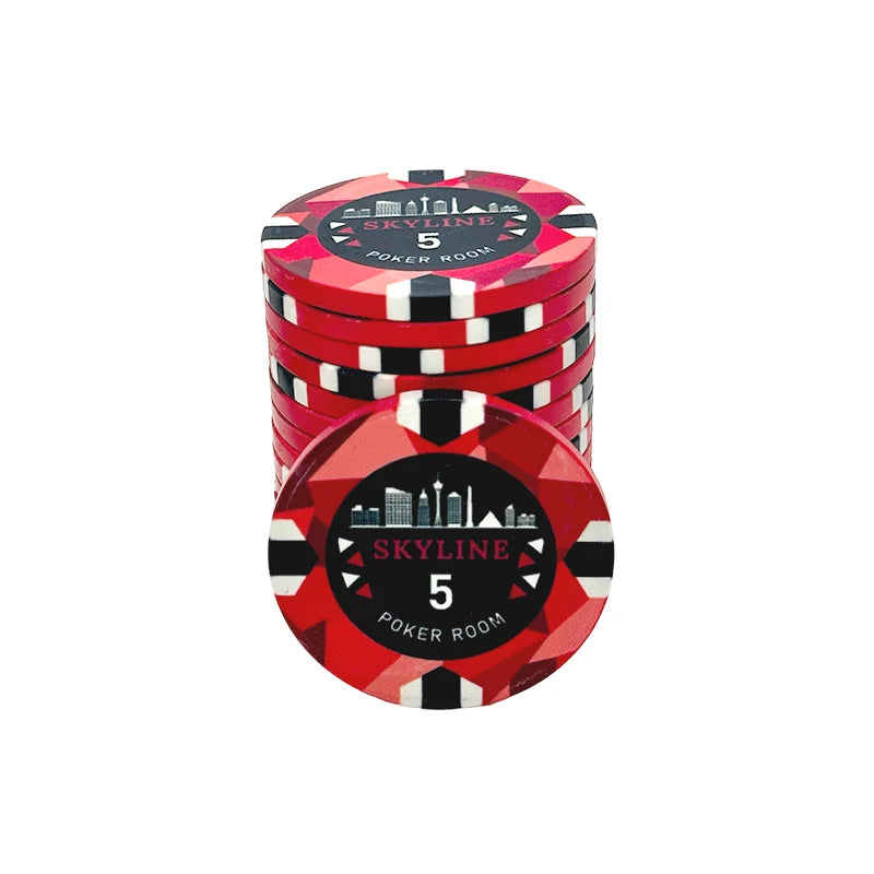jeton poker céramique Skyline 5 rouge