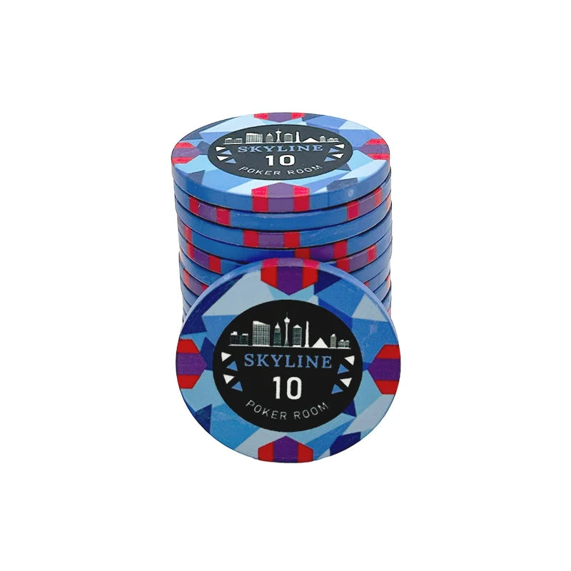 jeton poker céramique Skyline 10 bleu violet