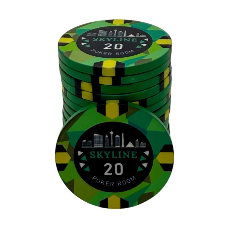 jeton poker céramique Skyline 20 vert