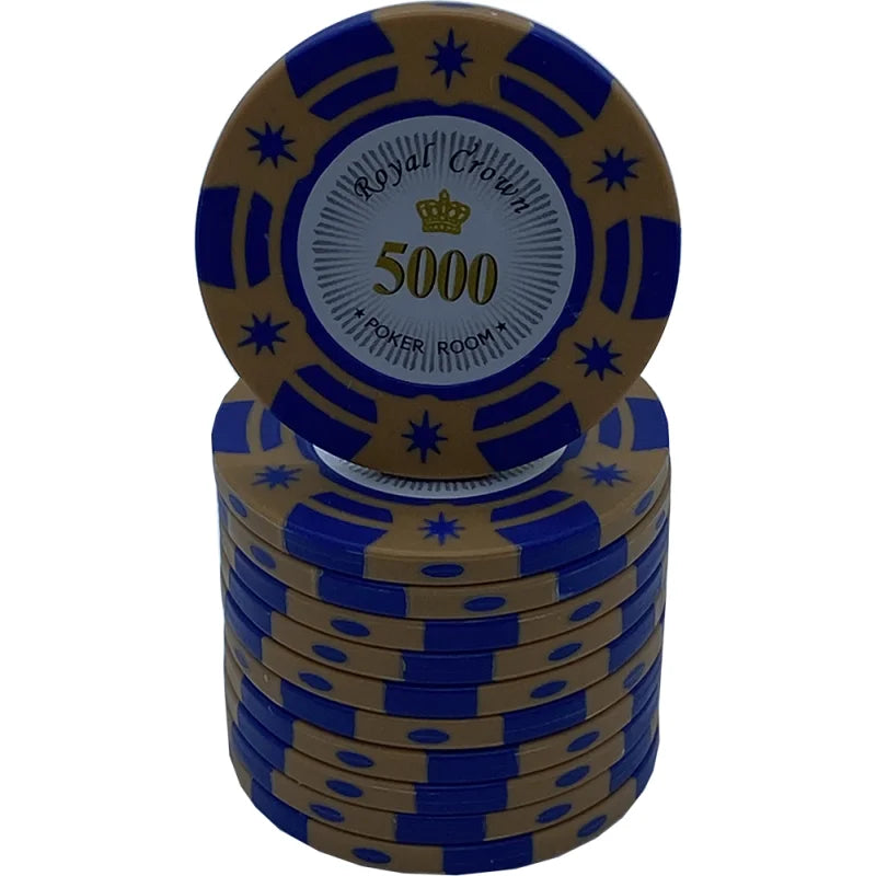 jeton poker Royal Crown 5000 orange bleu