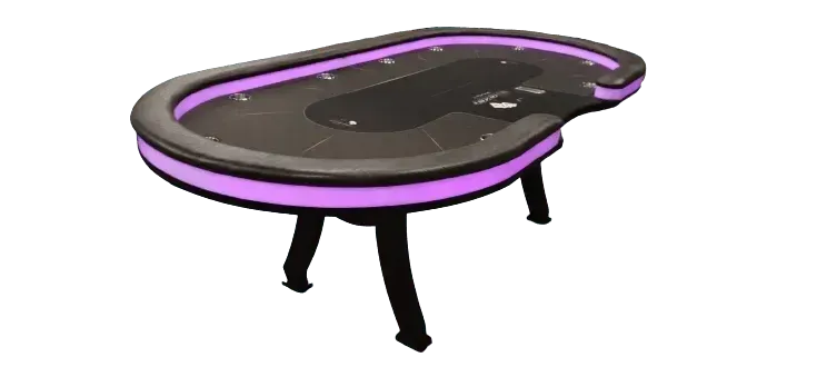 Table de poker casino led violet + cup holder