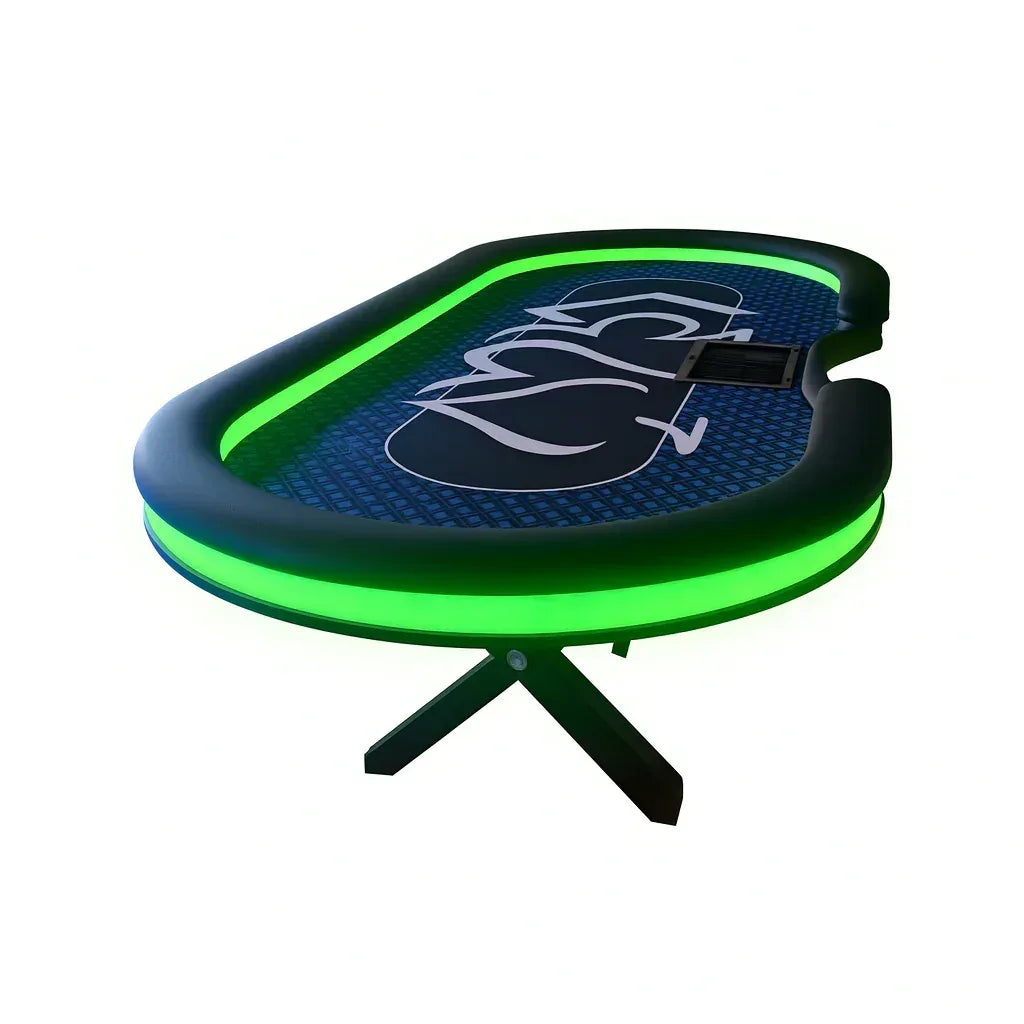 table de poker haut de gamme tapis bleu