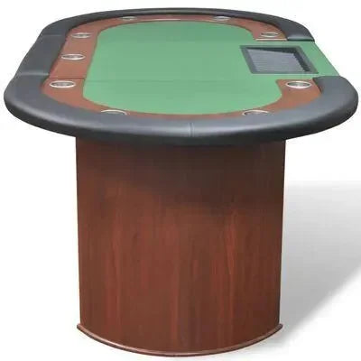 Table de poker Vert 9 joueurs et espace croupier