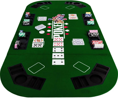 Support De Poker Pliable Straight Pour Jusqu'À 8 Joueurs, Dimensions 160X80 Cm, Plateau MDF, 8 Porte-Boissons, 8 Chiptrays