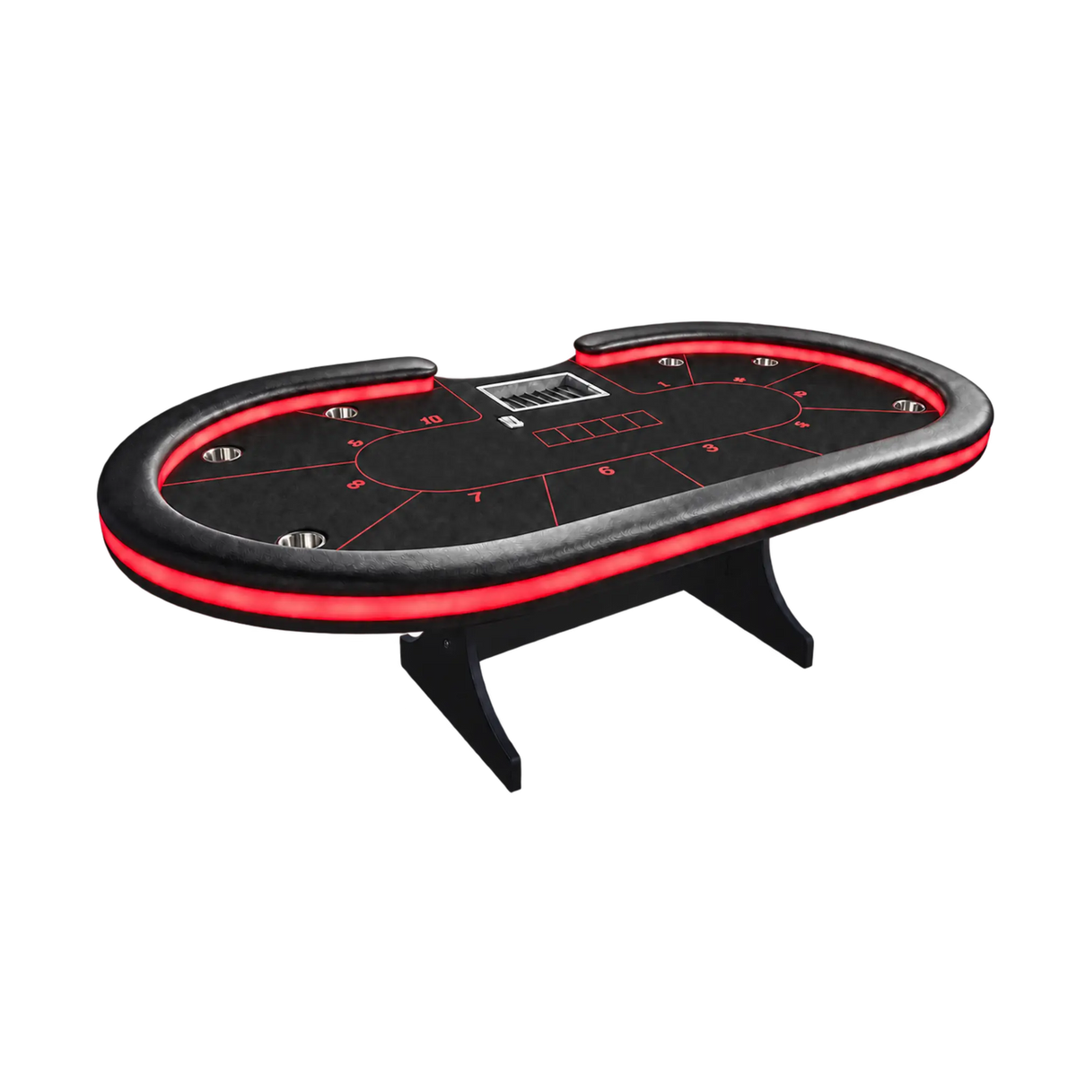 table poker pro 10 joueurs accoudoir en cuir avec portes boissons et rack de jetons 