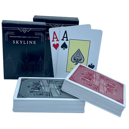 2 jeux de Carte de poker skyline rouge et noir