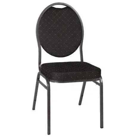 Chaise de poker noire en acier noir tissue assise et dos rembourrer noir