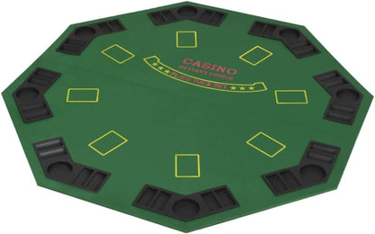 Dessus de Table de Poker Pliable 8 Joueurs 2 Plis Octogonale Vert