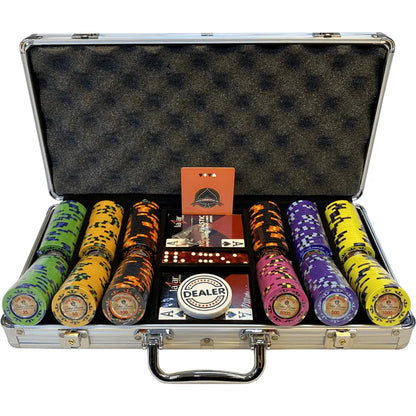 mallette de poker 300 jetons cash gamme ouverte avec carte jetons et dealer 