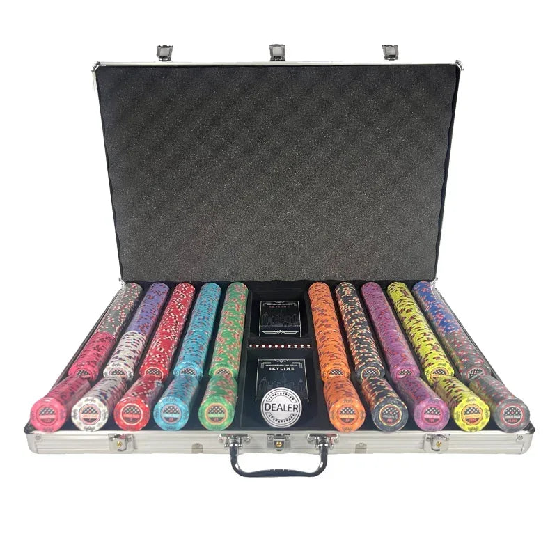 Mallette de poker aluminium gambler palace tournois 750 jetons céramique