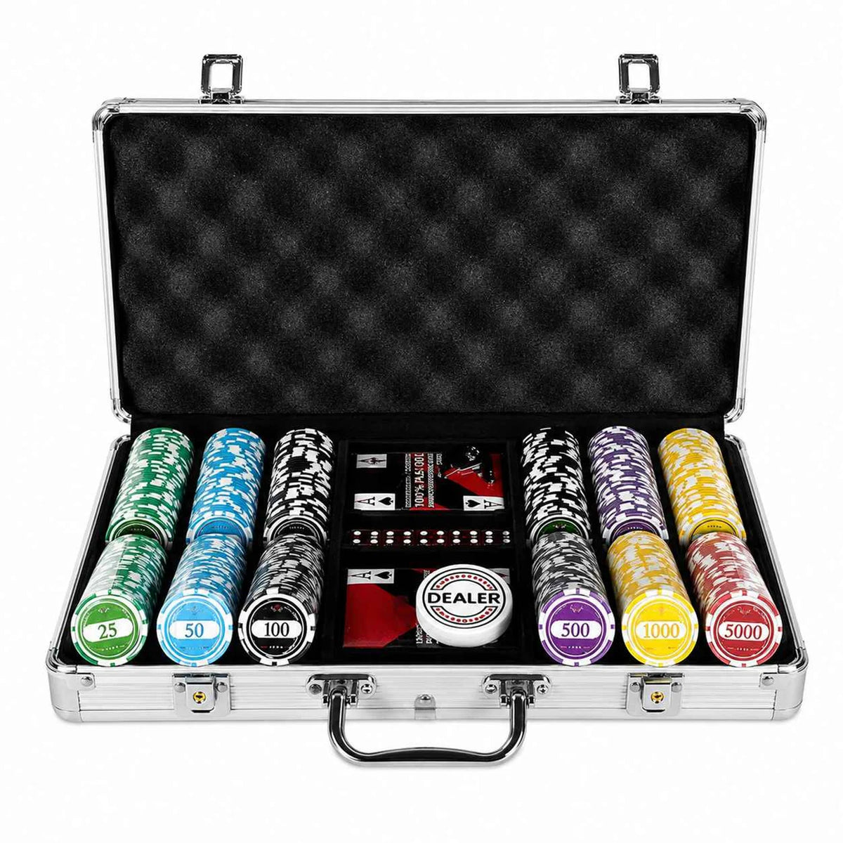 Mallette Poker Lazar 300 jetons clay composite Tournois jeux de carte et dealer inclus
