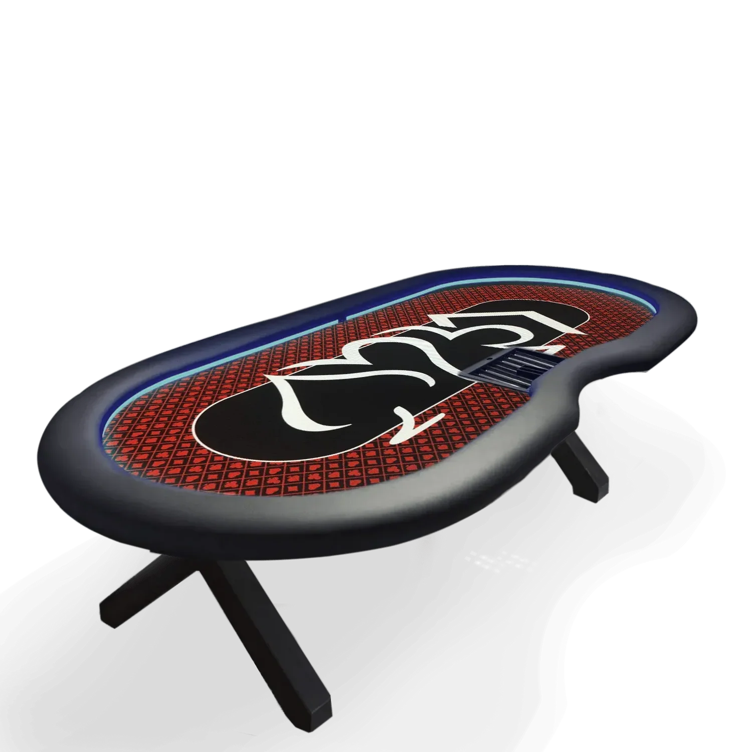 table de poker tapis rouge led bleu