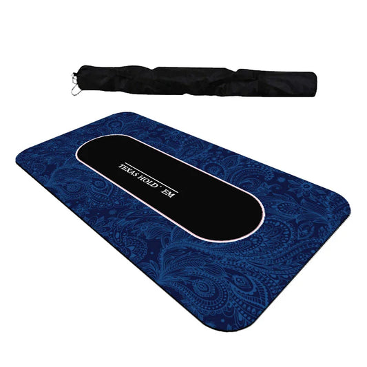 tapis de poker bleu et noir 140x70 cm et sac de transport 
