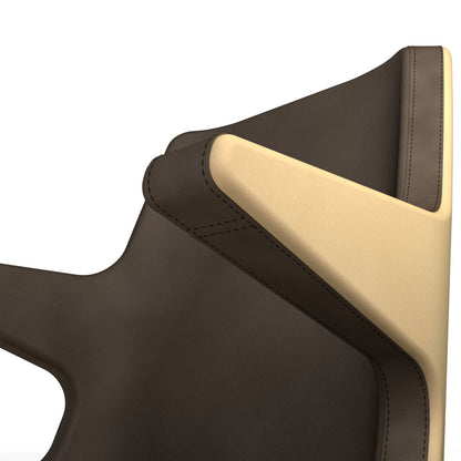 accoudoir chaise de poker cuir marron et beige