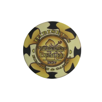 bouton dealer hibiskus jaune et noir céramique