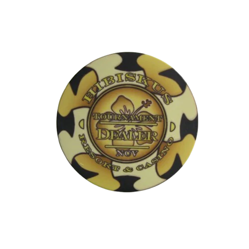 bouton dealer hibiskus jaune et noir céramique