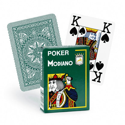 carte poker Modiano vert fonce 4 index 100% plastique