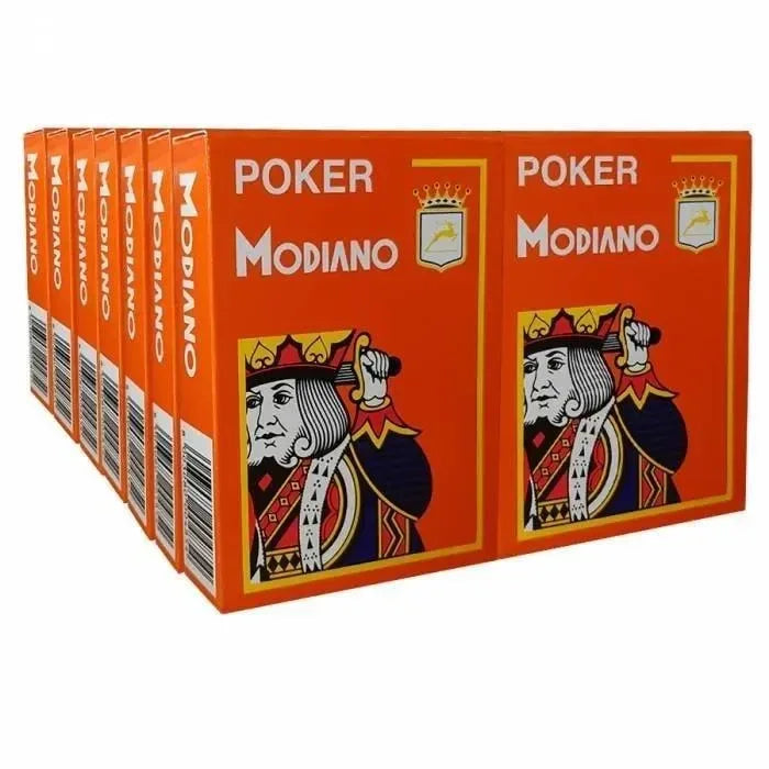Cartouche carte poker Modiano Cristallo orange 14 jeux de cartes 100% plastique
