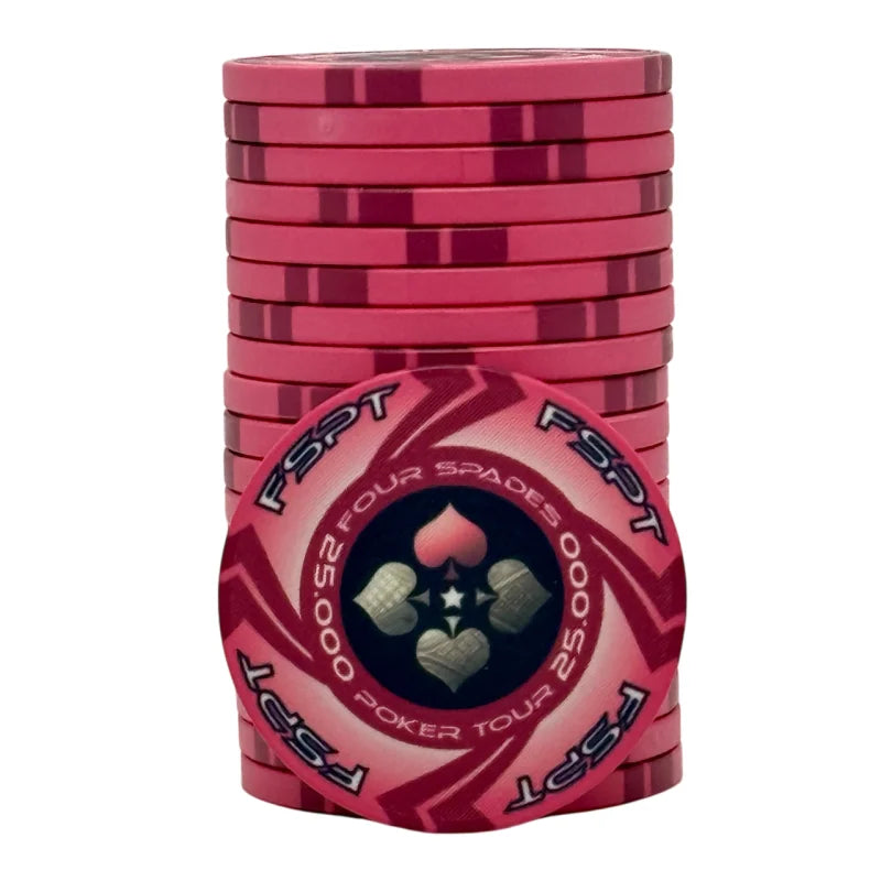 jeton poker fspt tournois en ceramic couleur rose valeur 25000