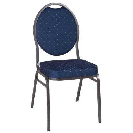 Chaise de poker bleue en acier noir tissue assise et dos rembourrer beu