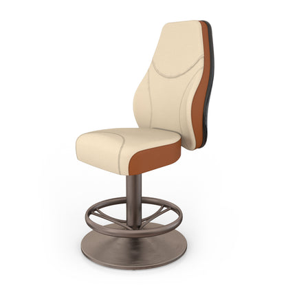 Chaise poker gelesys cuir beige et terracotta pied fixe