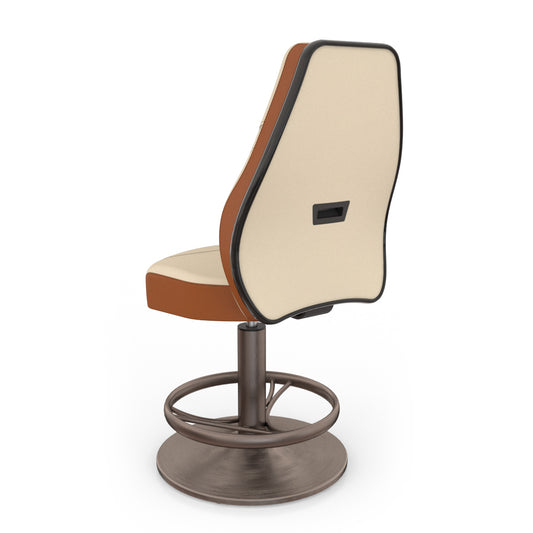 dossier chaise poker Gelesys cuir beige et terracotta 