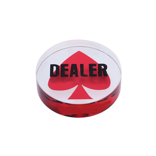 bouton dealer red spade acrylique face