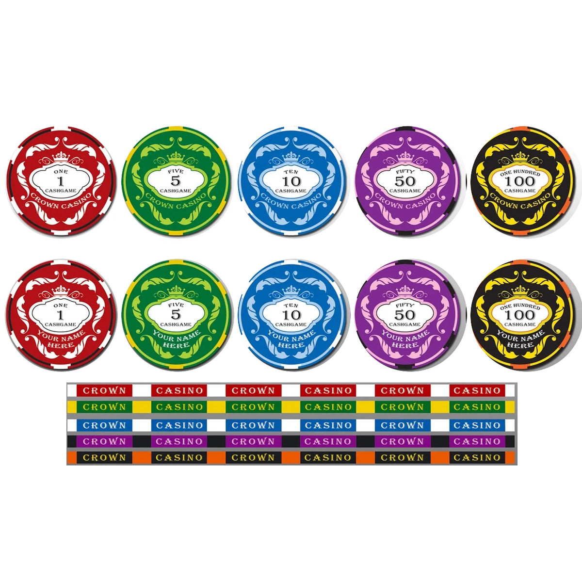 jetons de poker personnalisé design royal crown casino