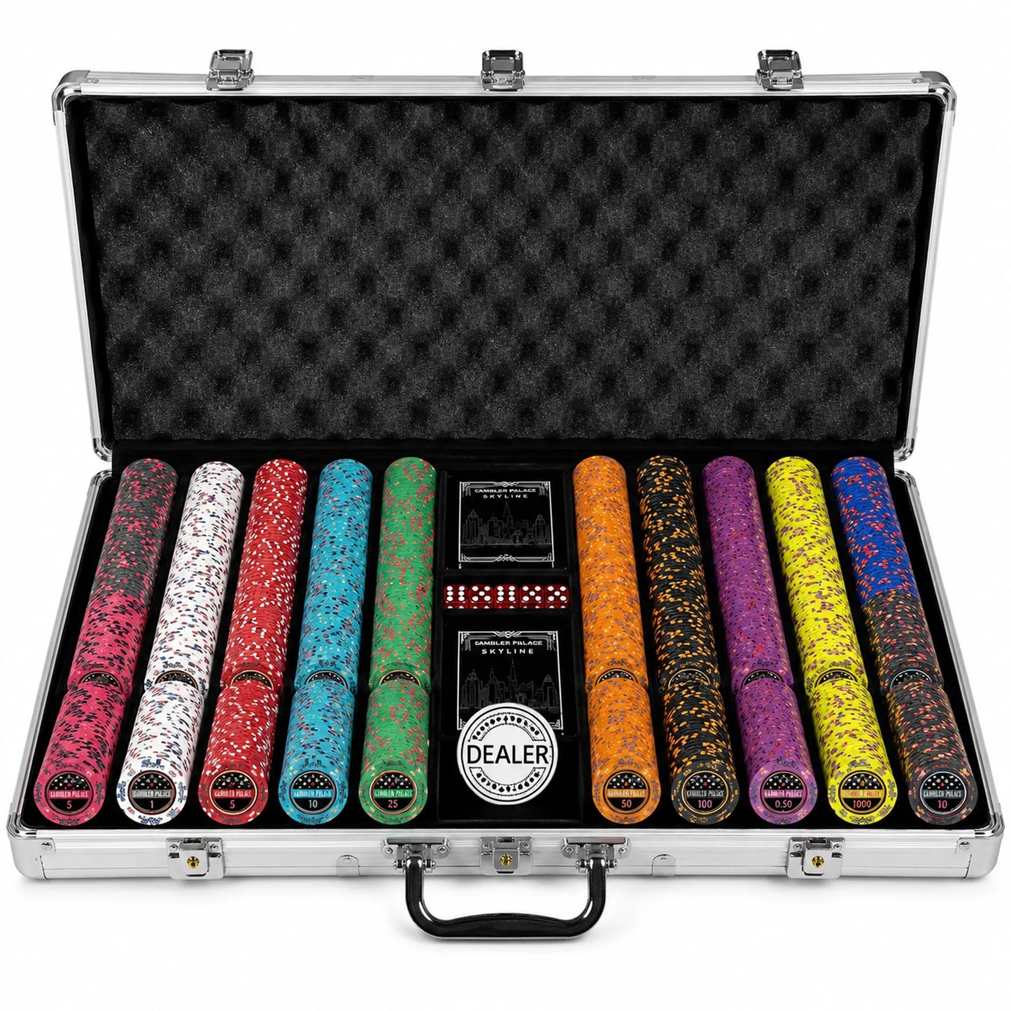 Mallette de poker gambler palace aluminium 1000 jetons céramique