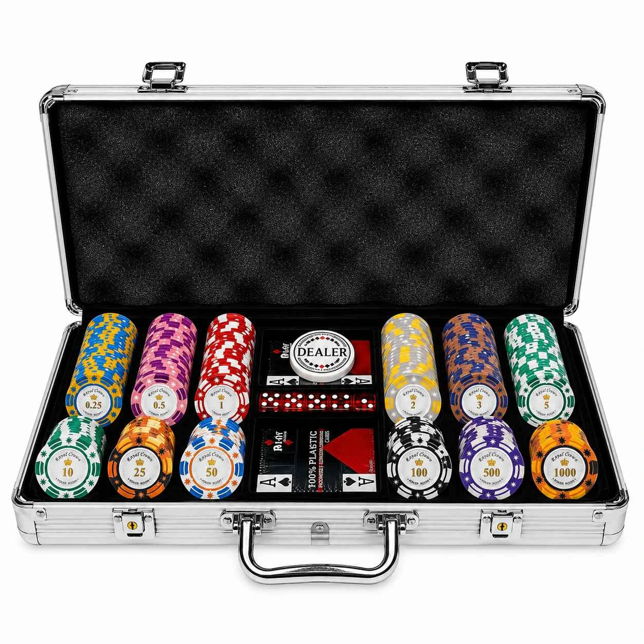 mallette de poker royal crown 300 jetons clay composite pour cash game