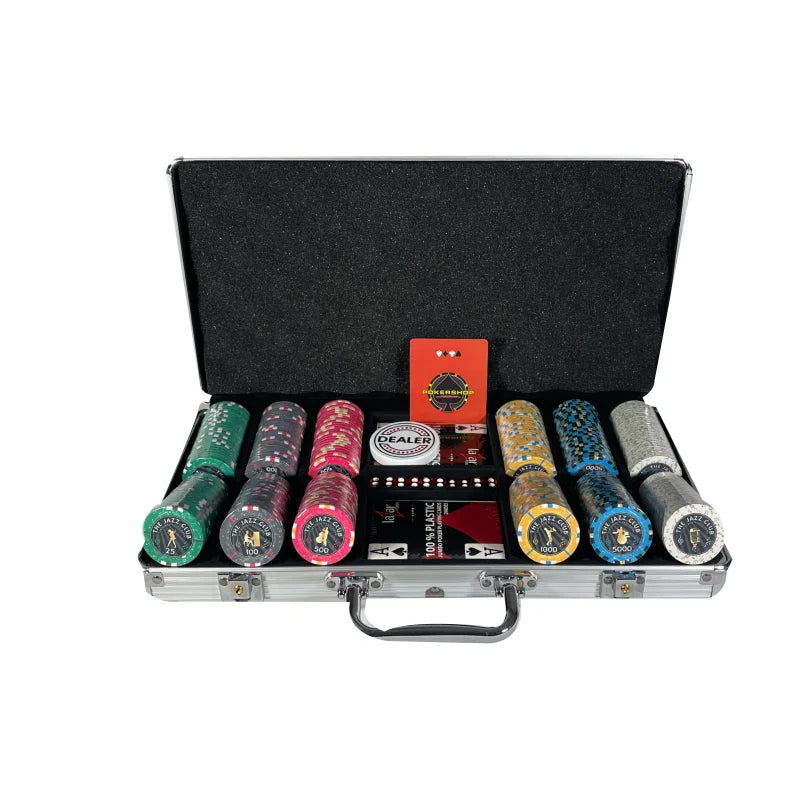 Mallette de poker 300 jetons céramique Jazz Club avec cartes et bouton dealer
