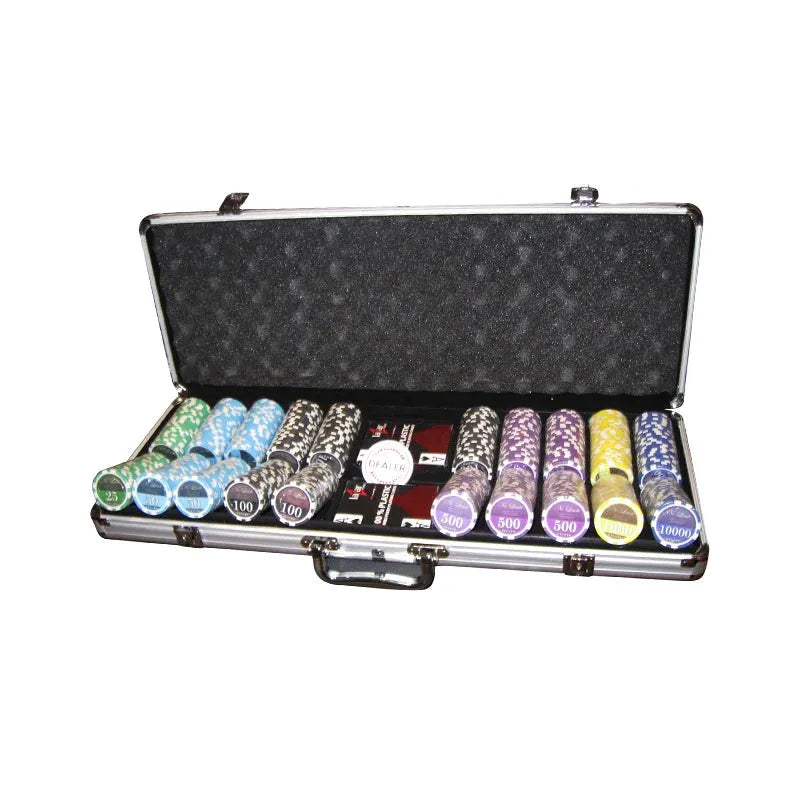 Mallette de poker aluminium 500 jetons lazar clay