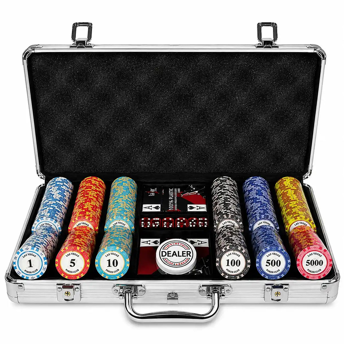 mallette de poker vegas 300 jetons céramique avec carte plastique et dealer premium