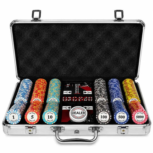 mallette de poker vegas 300 jetons céramique avec carte plastique et dealer premium