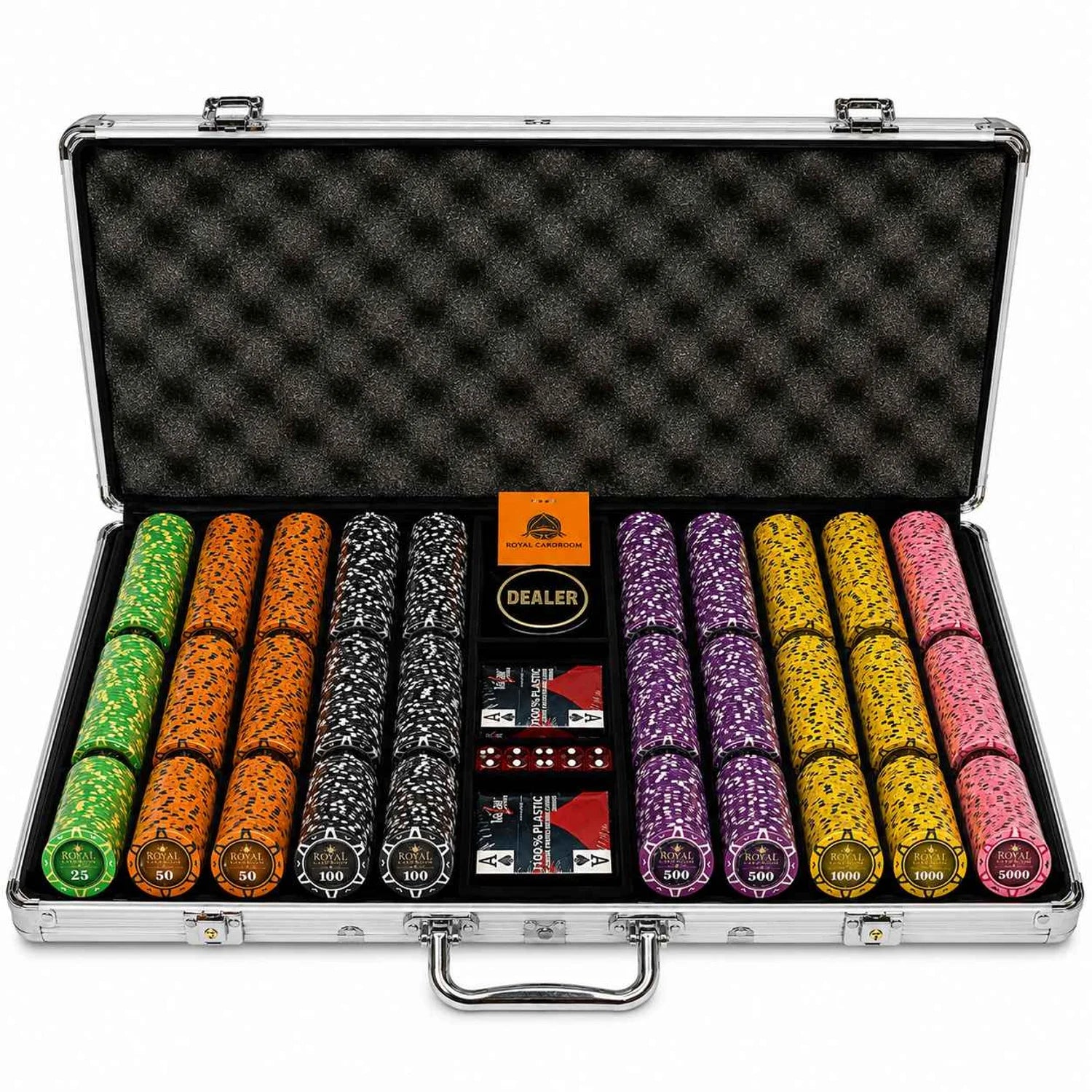 mallette de poker royal card room 1000 jetons cash game clay composite